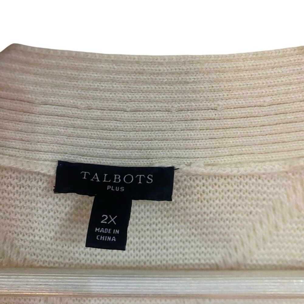 Talbots Argyle Texture Cardigan Plus Size 2x Crea… - image 4